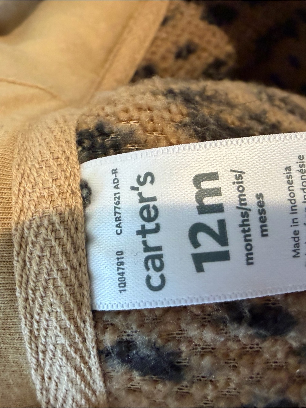Carter's kids Tan leopard print winter coat with Dark Brown Accents